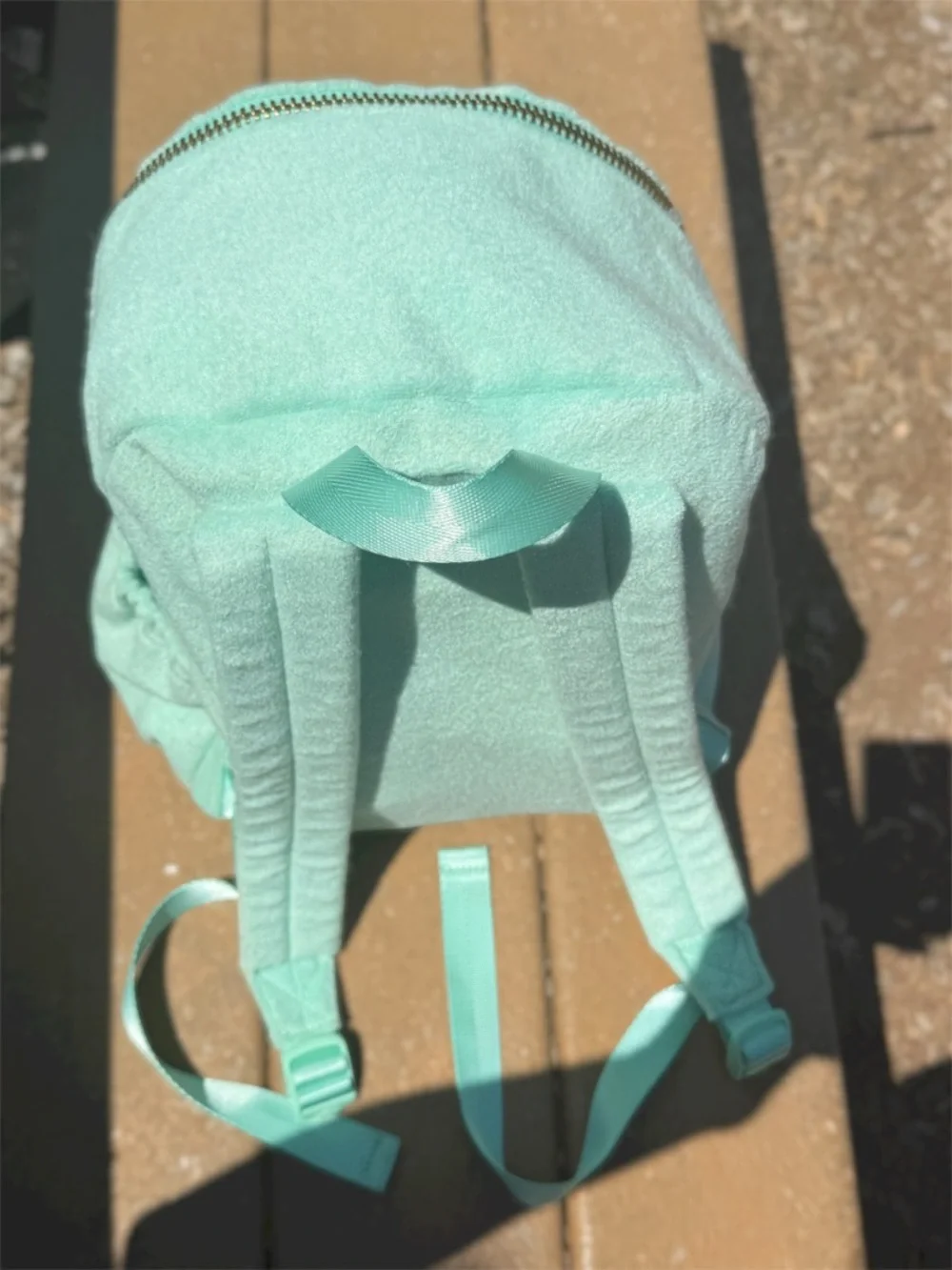 Stoney Clover Lane x Target Aqua Terry Backpack Happy Love Love Gold Tone